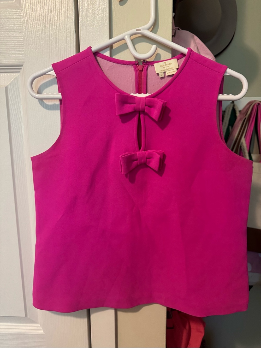 Kate Spade Sleeveless Bow-Accent Top in Fuchsia Pink